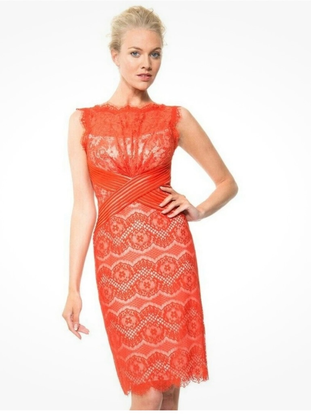 Tadashi Shoji Sheer Illusion Lace Sheath Dress, size 4